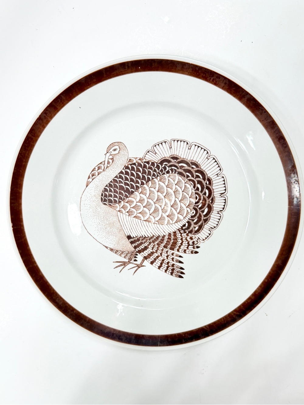 1960 Arabia Finland Dinner Plate Thanksgiving Turkey 10.25” Hand Painted Vintage
